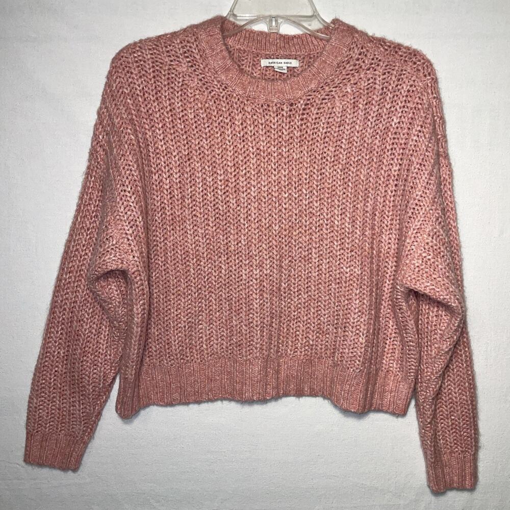 American Eagle Outfitters Small Women’s Pink Crop Sweater Very Soft So Cute!